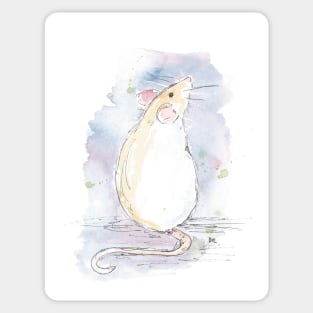 White rat drawing. Sticker